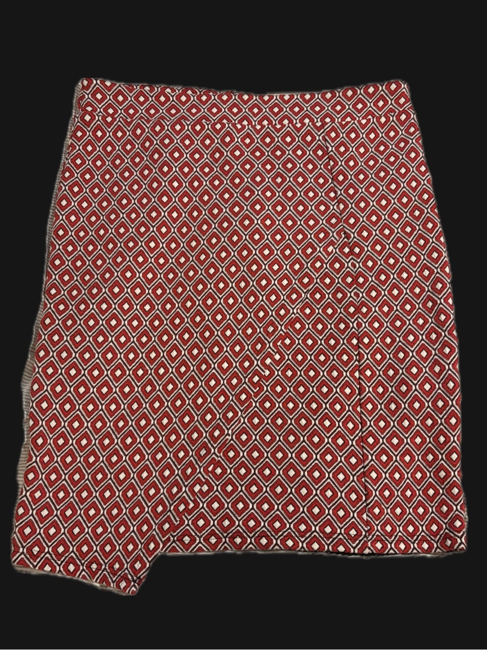 Maeve Anthropologie Red Geometric Asymmetrical Wrap Skirt Size L